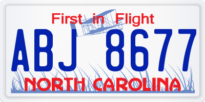 NC license plate ABJ8677