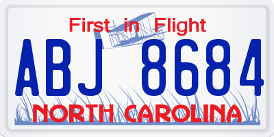 NC license plate ABJ8684