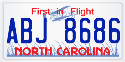 NC license plate ABJ8686