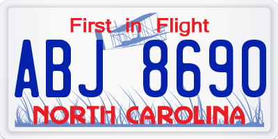 NC license plate ABJ8690
