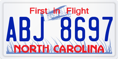NC license plate ABJ8697