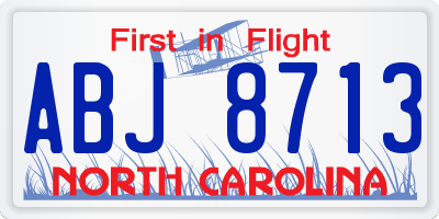 NC license plate ABJ8713