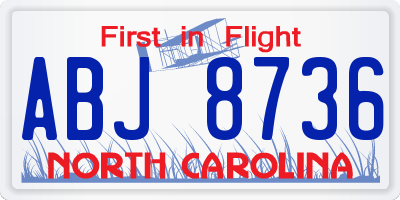 NC license plate ABJ8736