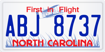 NC license plate ABJ8737