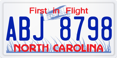 NC license plate ABJ8798