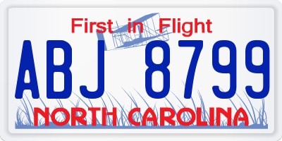 NC license plate ABJ8799