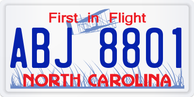NC license plate ABJ8801