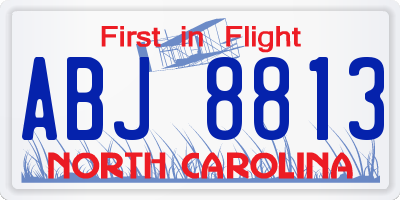 NC license plate ABJ8813