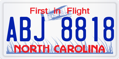 NC license plate ABJ8818