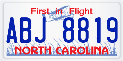 NC license plate ABJ8819