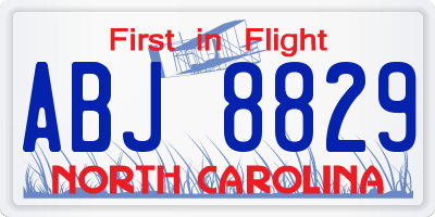 NC license plate ABJ8829
