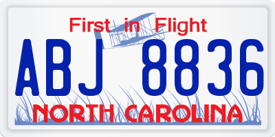 NC license plate ABJ8836