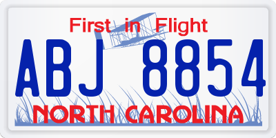 NC license plate ABJ8854