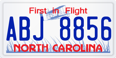 NC license plate ABJ8856