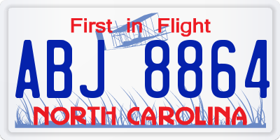 NC license plate ABJ8864