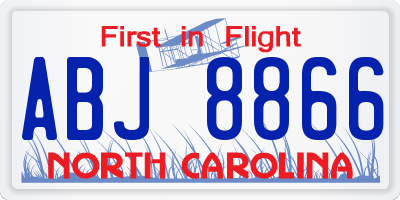 NC license plate ABJ8866