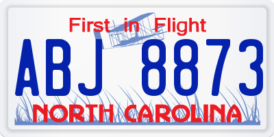 NC license plate ABJ8873