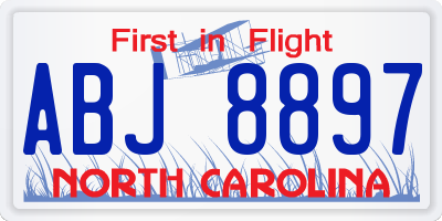 NC license plate ABJ8897