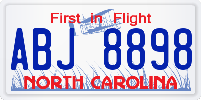 NC license plate ABJ8898