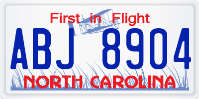 NC license plate ABJ8904