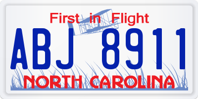 NC license plate ABJ8911