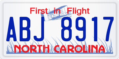 NC license plate ABJ8917