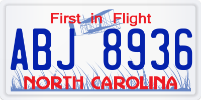 NC license plate ABJ8936