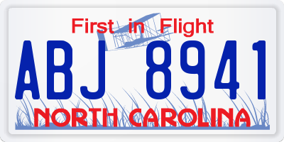 NC license plate ABJ8941