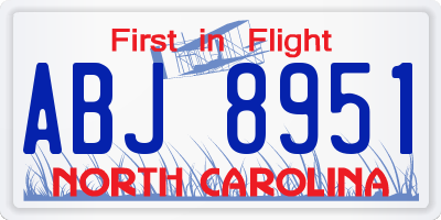 NC license plate ABJ8951