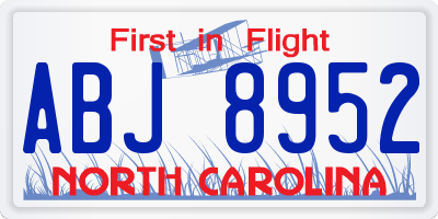 NC license plate ABJ8952