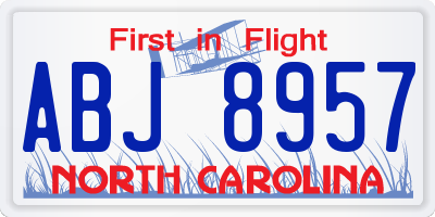 NC license plate ABJ8957