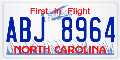 NC license plate ABJ8964