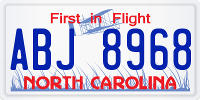 NC license plate ABJ8968