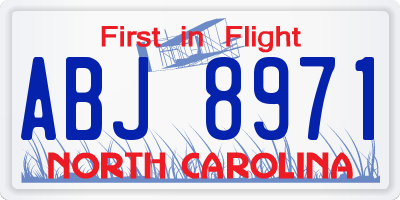 NC license plate ABJ8971
