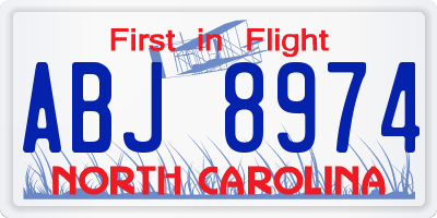 NC license plate ABJ8974