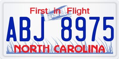 NC license plate ABJ8975