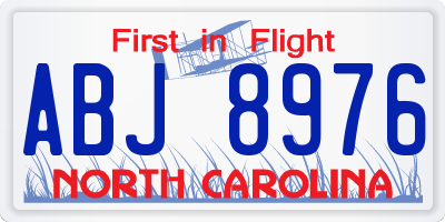 NC license plate ABJ8976