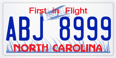 NC license plate ABJ8999