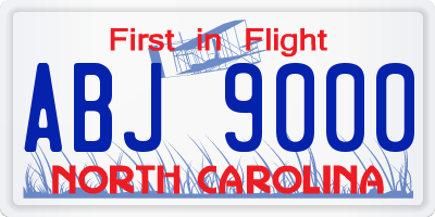 NC license plate ABJ9000