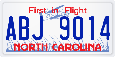 NC license plate ABJ9014