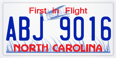 NC license plate ABJ9016