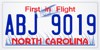 NC license plate ABJ9019