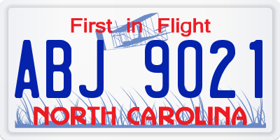 NC license plate ABJ9021