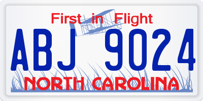 NC license plate ABJ9024