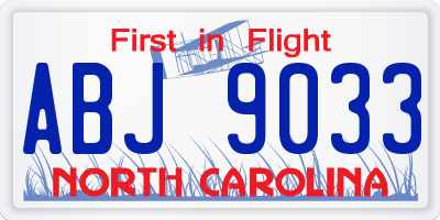 NC license plate ABJ9033