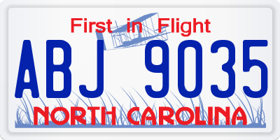 NC license plate ABJ9035