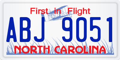 NC license plate ABJ9051
