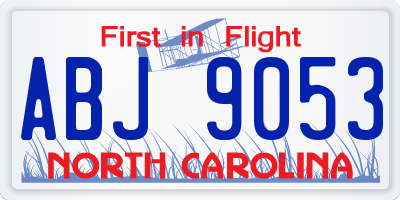 NC license plate ABJ9053