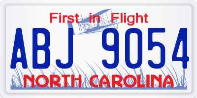 NC license plate ABJ9054