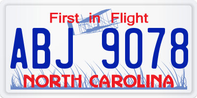 NC license plate ABJ9078